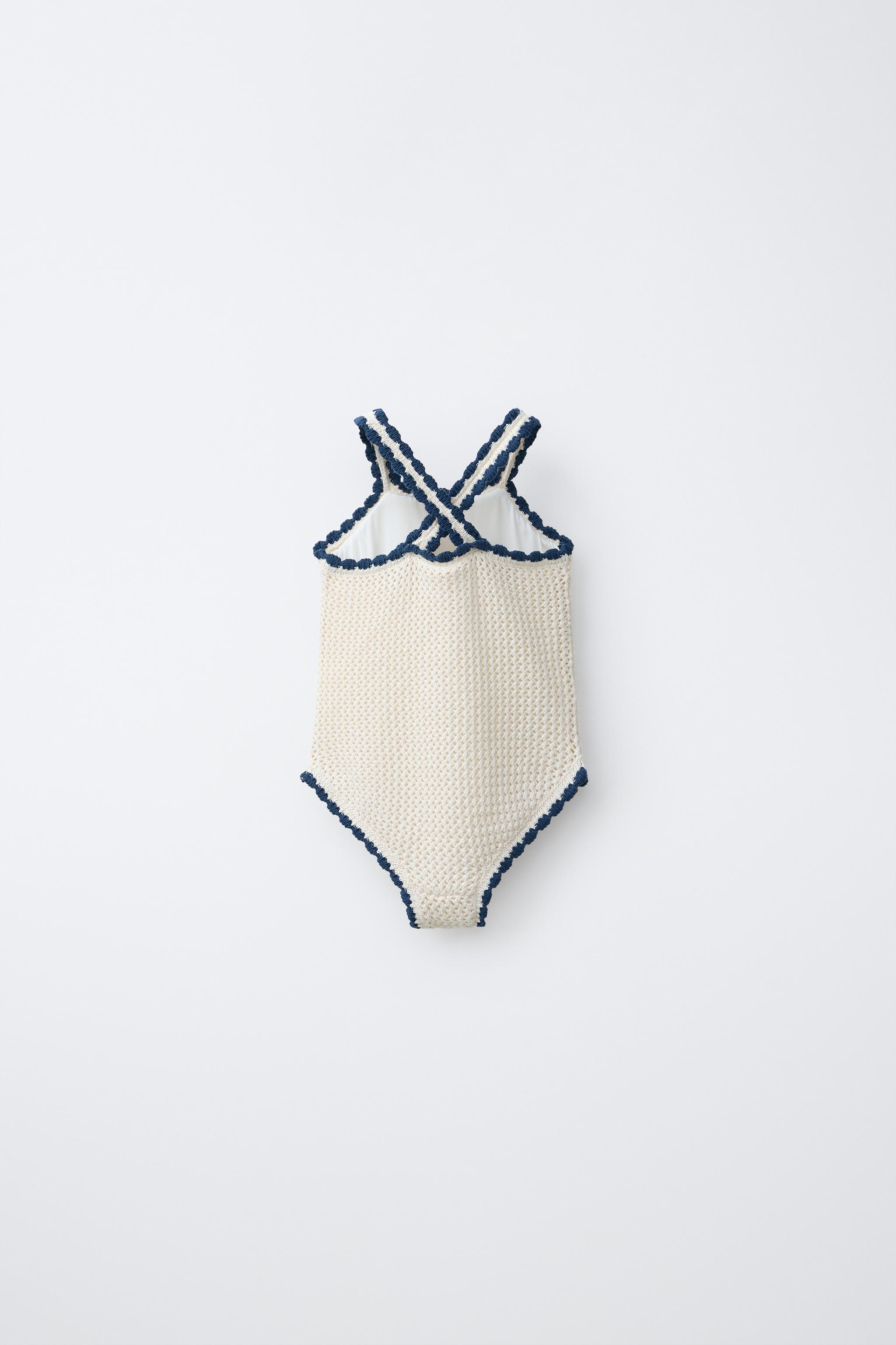 2-6 YEARS/ CROCHET KNIT FLORAL SWIMSUIT